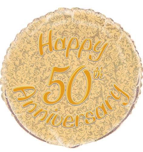 (image for) 18" 50th Gold Anniversary Prismatic Foil Balloons