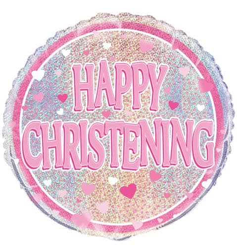 (image for) 18" Christening Pink Prismatic Foil Balloons