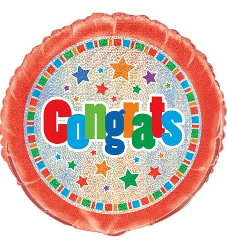18" Congrats Prismatic Foil Balloons