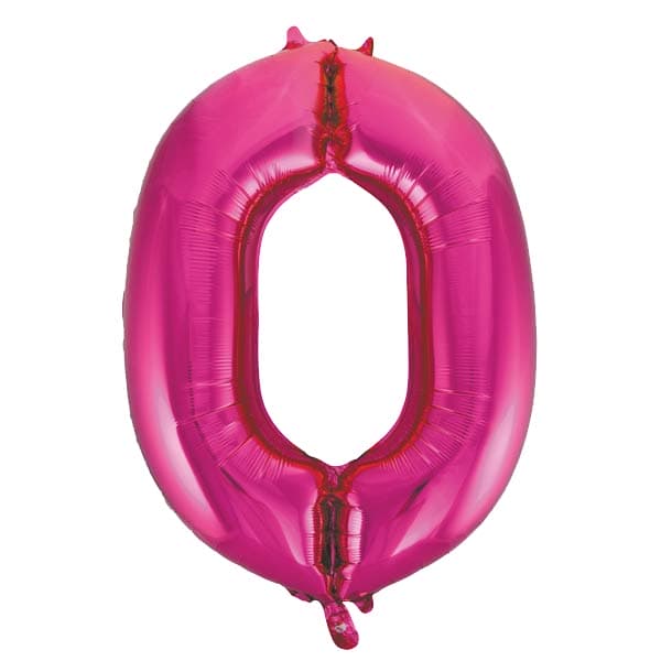 34" Unique Pink Glitz Number 0 Supershape Balloons