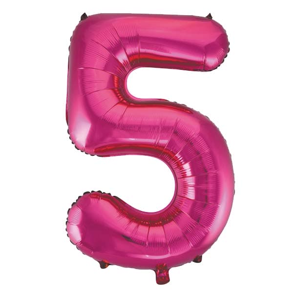 34" Unique Pink Glitz Number 5 Supershape Balloons