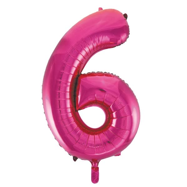 34" Unique Pink Glitz Number 6 Supershape Balloons