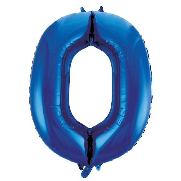 34" Unique Blue Glitz Number 0 Supershape Balloons