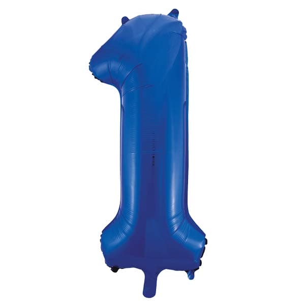 (image for) 34" Unique Blue Glitz Number 1 Supershape Balloons