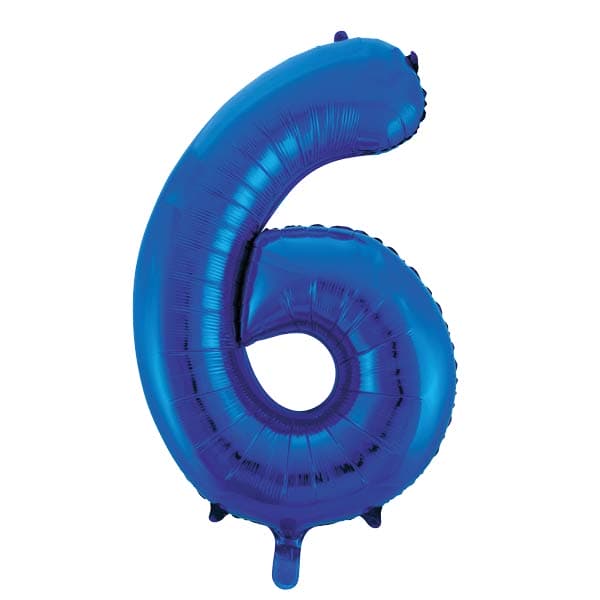 (image for) 34" Unique Blue Glitz Number 6 Supershape Balloons