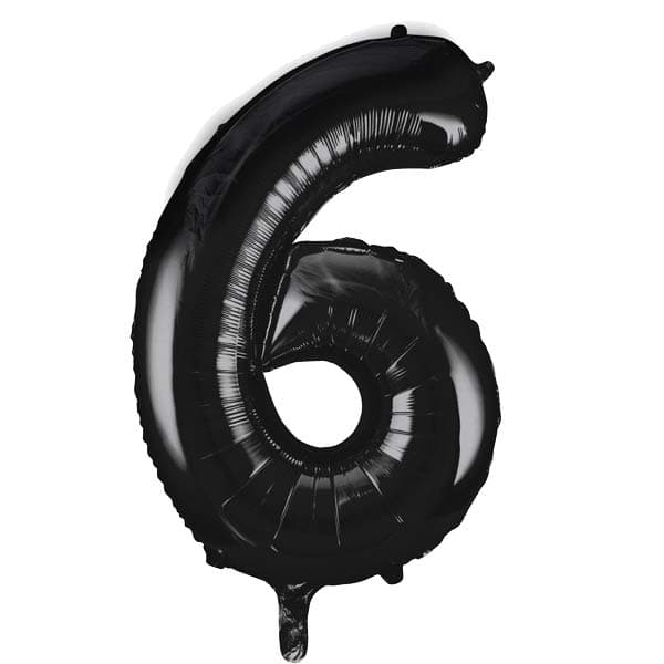 34" Unique Black Number 6 Supershape Balloons