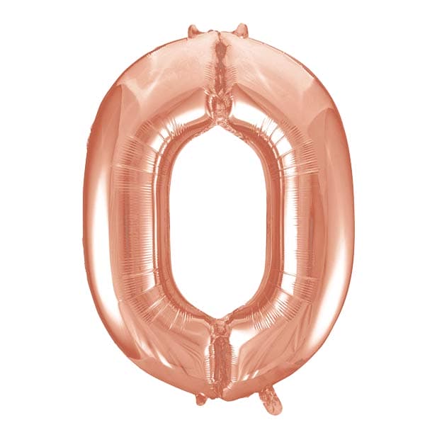 34" Unique Rose Gold Number 0 Supershape Balloons