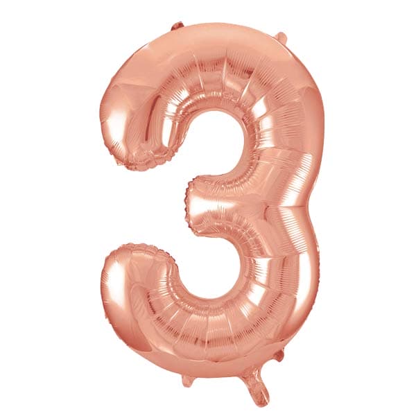 34" Unique Rose Gold Number 3 Supershape Balloons
