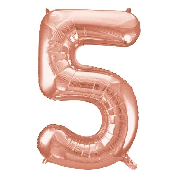 34" Unique Rose Gold Number 5 Supershape Balloons