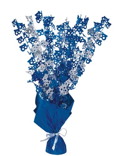 18th Blue Glitz Foil Balloon Weight Centrepiece