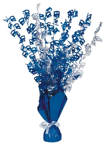 (image for) 40th Blue Glitz Foil Balloon Weight Centrepiece