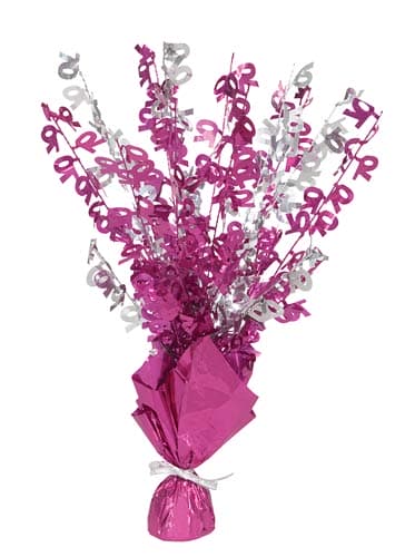 70th Pink Glitz Foil Balloon Weight Centrepiece