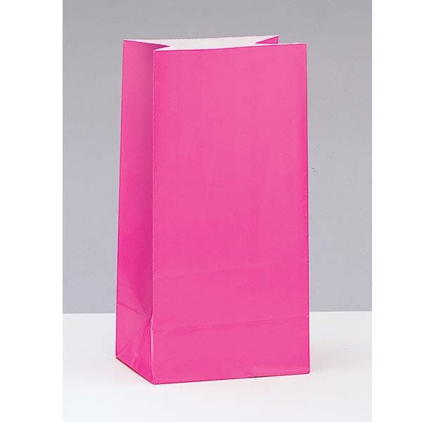 Hot Pink Paper Party Bag 12pk