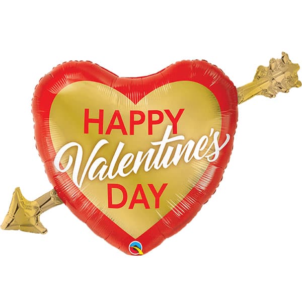 (image for) Happy Valentines Day Golden Arrow Supershape Balloons
