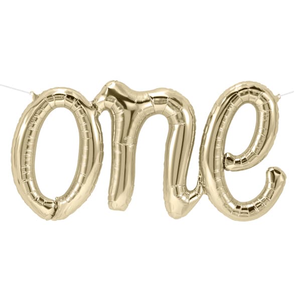 30" One White Gold Air Fill Balloons Banner