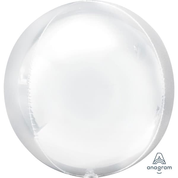 (image for) 15" White Colour Orbz Foil Balloons x3