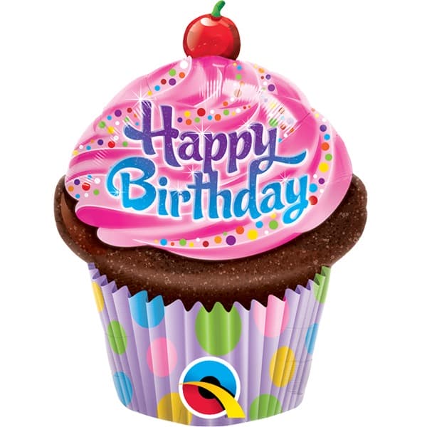 (image for) 14" Birthday Frosted Cupcake Air Fill Balloons