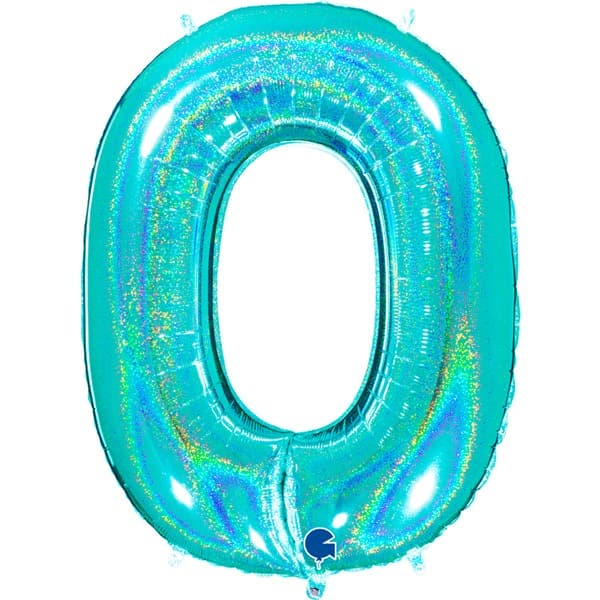 40" Grabo Tiffany Holographic Glitter Number 0 Shape Balloons