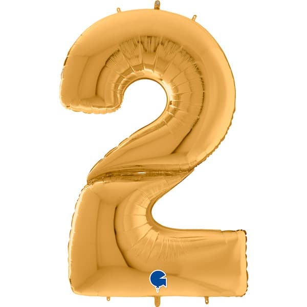 64" Grabo Gold Number 2 Shape Balloons