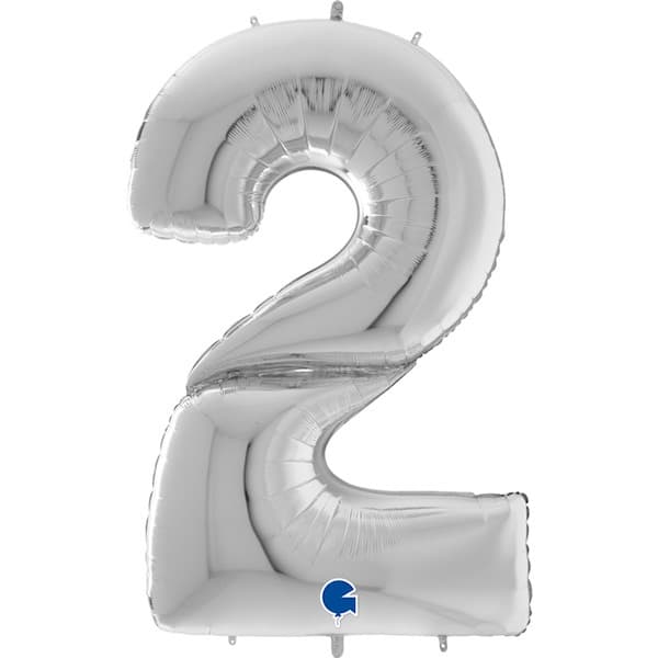 64" Grabo Silver Number 2 Shape Balloons