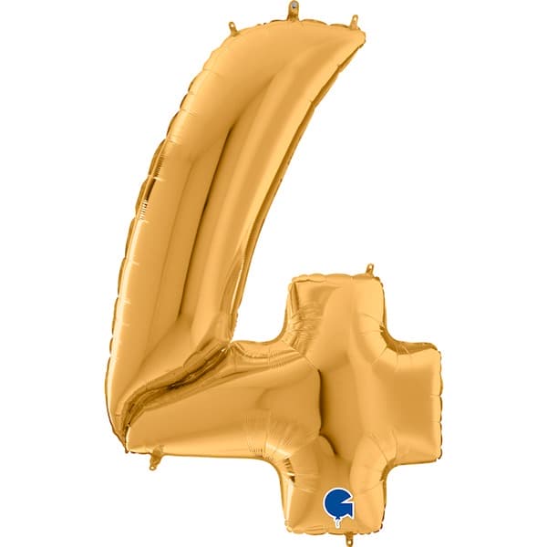 64" Grabo Gold Number 4 Shape Balloons