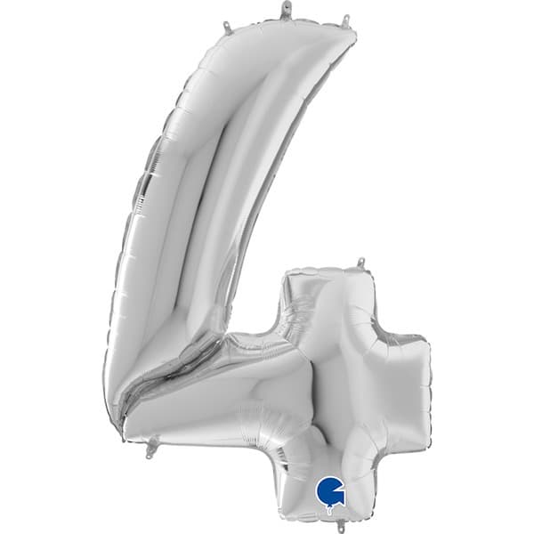 64" Grabo Silver Number 4 Shape Balloons