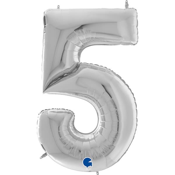 64" Grabo Silver Number 5 Shape Balloons