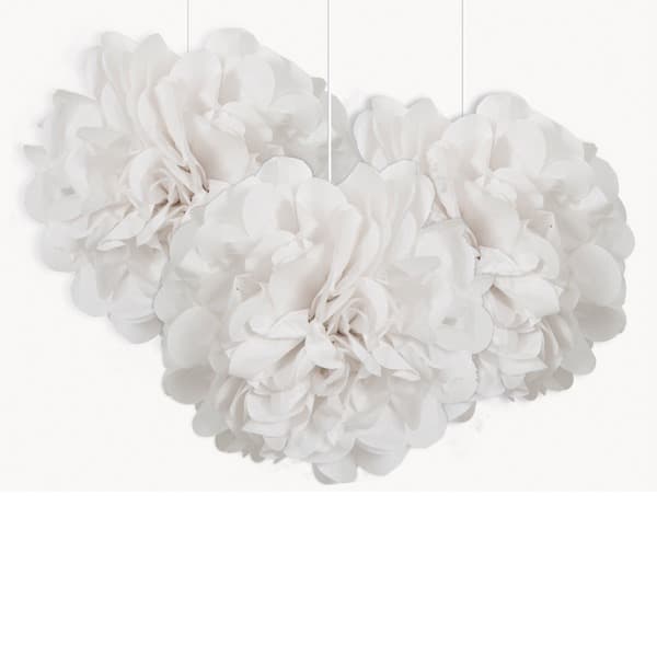 (image for) 9" White Puff Tissue Decorations 3pk