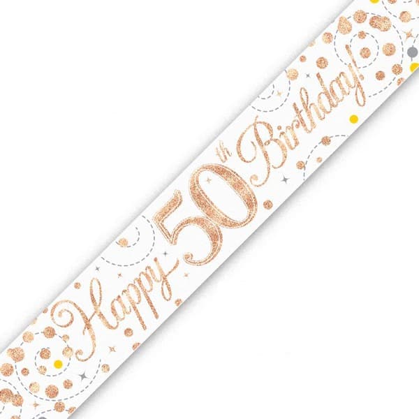 (image for) Sparkling Fizz Happy 50th Birthday Holographic Banner