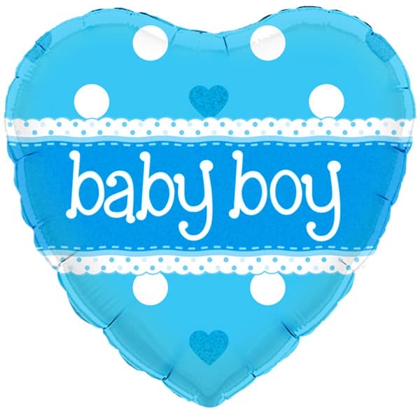 18" Baby Boy Heart Holographic Foil Balloons