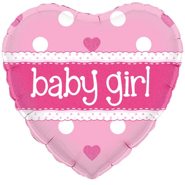 18" Baby Girl Heart Holographic Foil Balloons