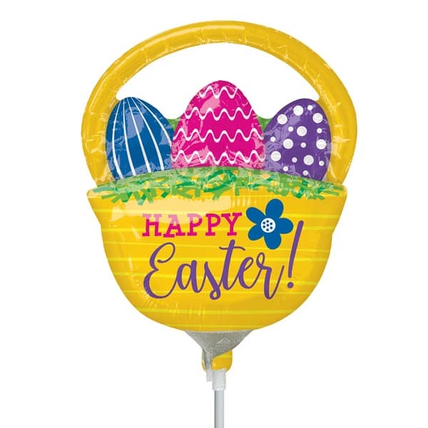 9" Basket With Eggs Air Filled Balloons