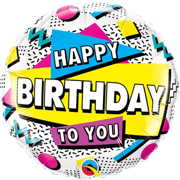18" Happy Birthday To You 90s Retro Foil Balloons