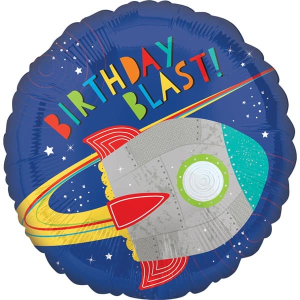 18" Blast Off Birthday Foil Balloons