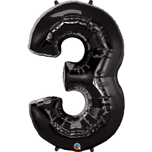 Qualatex Black Number 3 Supershape Balloons
