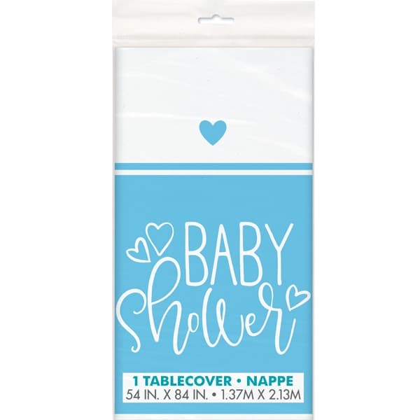 (image for) Blue Baby Shower Hearts Plastic Tablecover 1pk