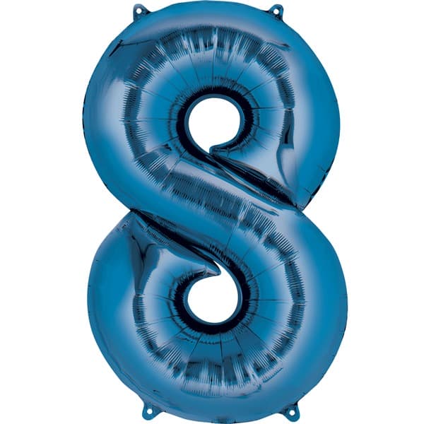(image for) 16" Blue Number 8 Air Fill Balloons