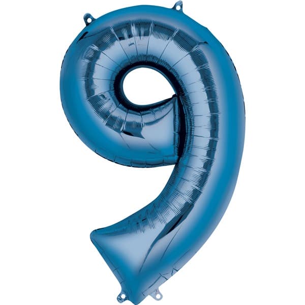 (image for) 16" Blue Number 9 Air Fill Balloons