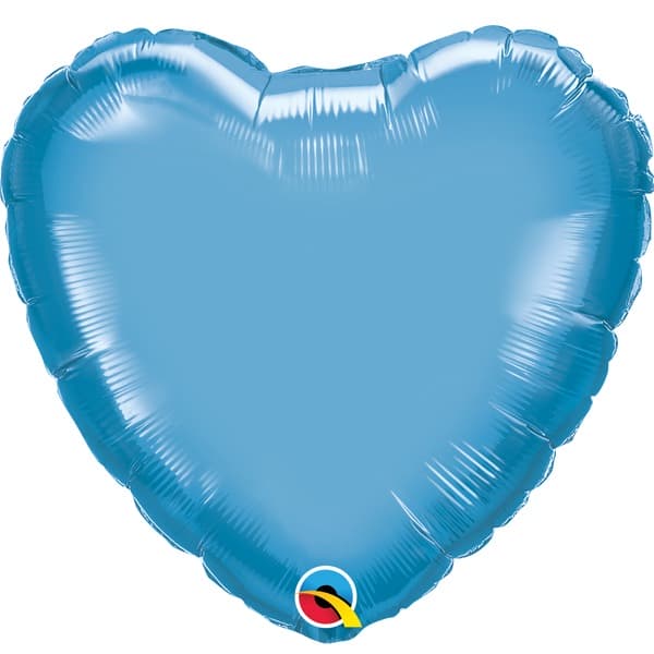 18" Chrome Blue Heart Foil Balloons