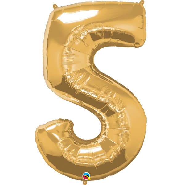 Qualatex Metallic Gold Number 5 Supershape Balloons
