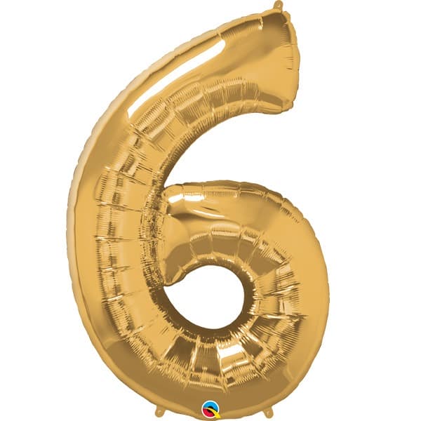Qualatex Metallic Gold Number 6 Supershape Balloons