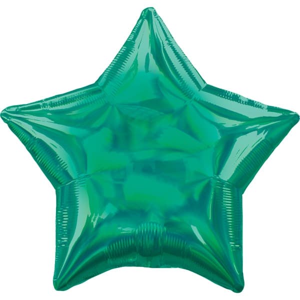 19" Green Iridescent Star Foil Balloons