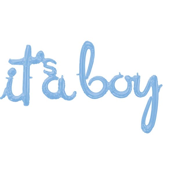 Its A Boy Pastel Blue Phrase Script Air Filled Balloons