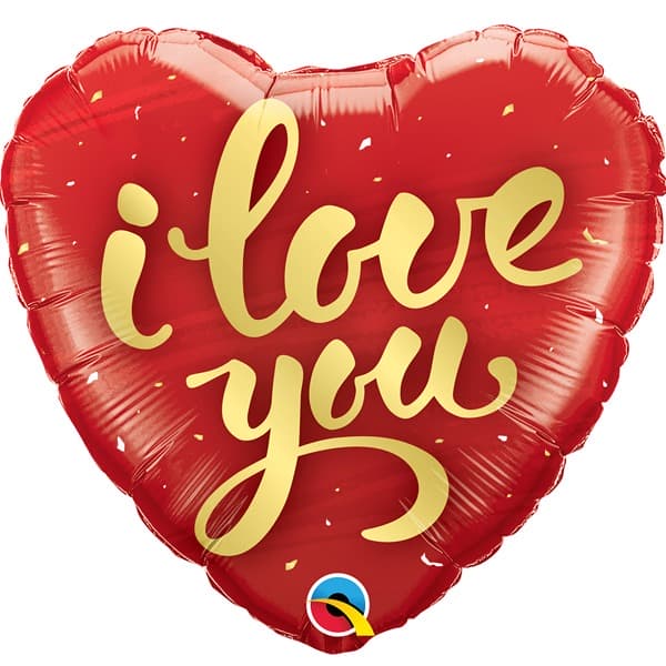 18" I Love You Gold Script Foil Balloons