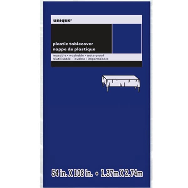 Navy Blue Rectangle Plastic Tablecover