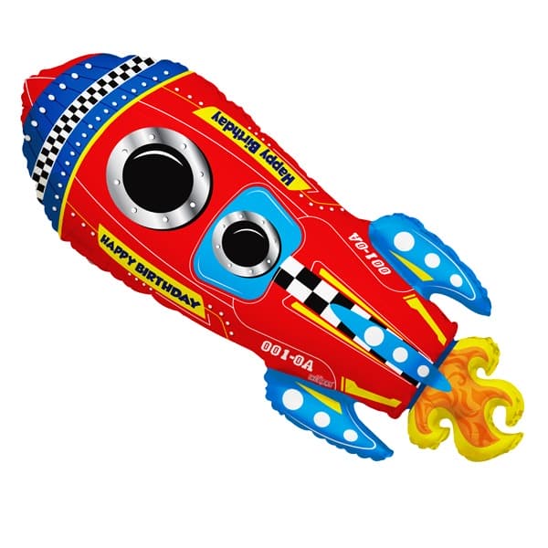Happy Birthday Rocket Shape Balloons