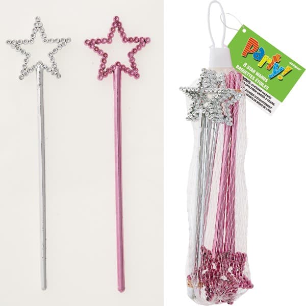 (image for) Silver And Pink Star Wands 8pk