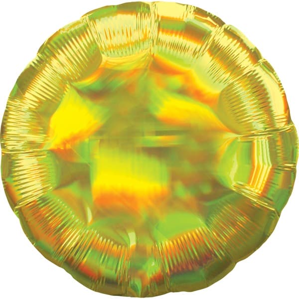 18" Yellow Iridescent Circle Foil Balloon