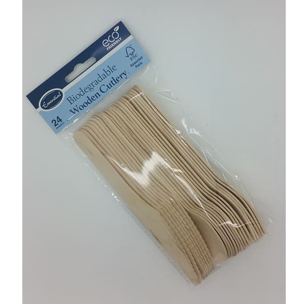 (image for) Biodegradable Wooden Cutlery Set 24pk