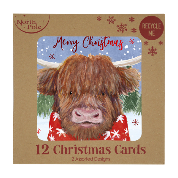 (image for) Highland Cow Christmas Cards 12pk